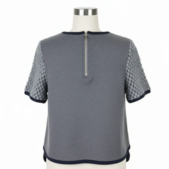 NWT VTG Y2K Gracia Ellcie Gray Textured Puffy Pom Pom Wool Crop Top Sz S - Picture 6 of 13